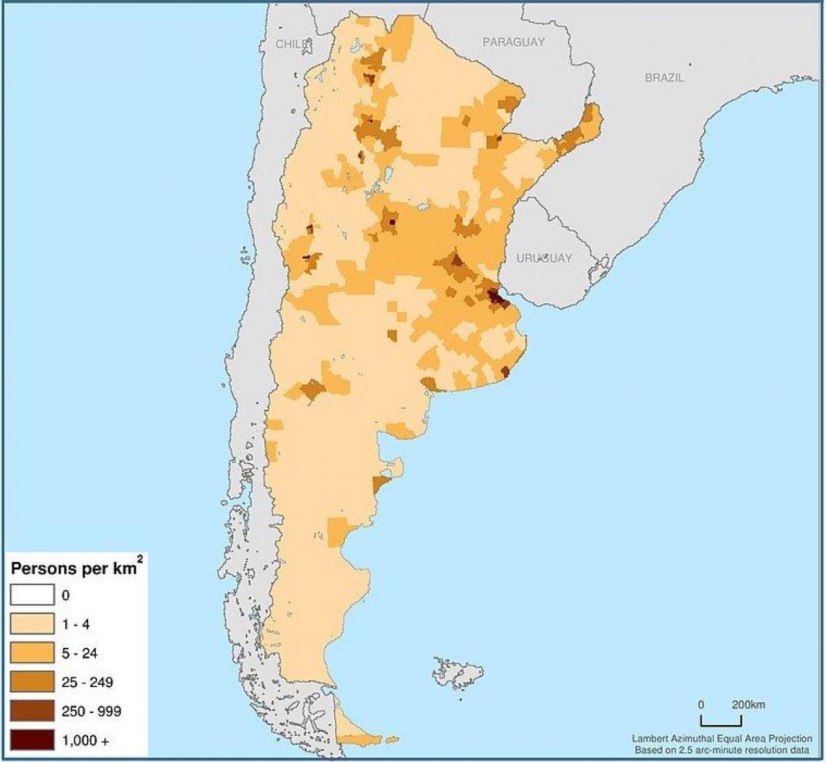 Mapa de densidade da Argentina