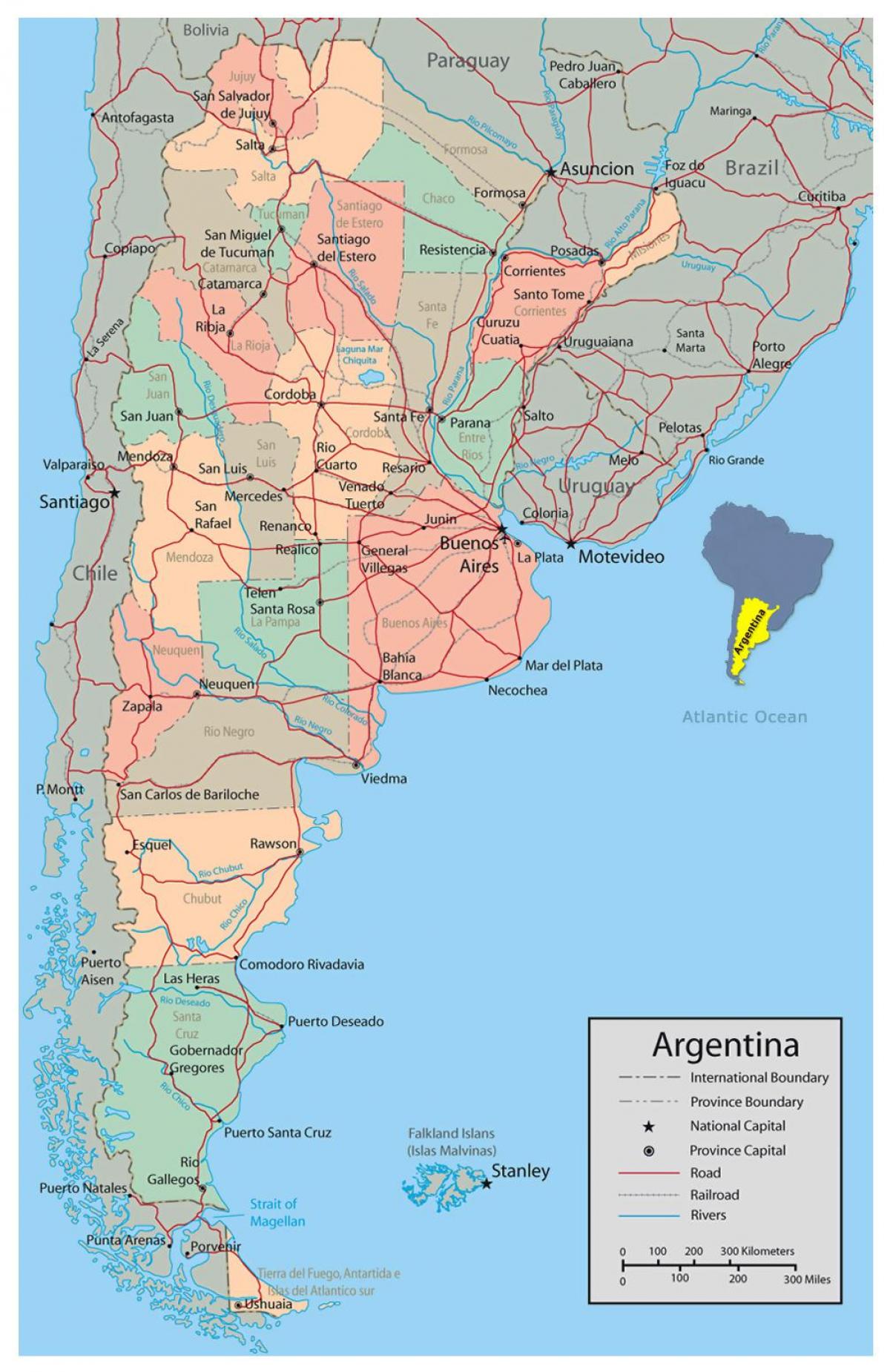 Mapa das auto-estradas da Argentina