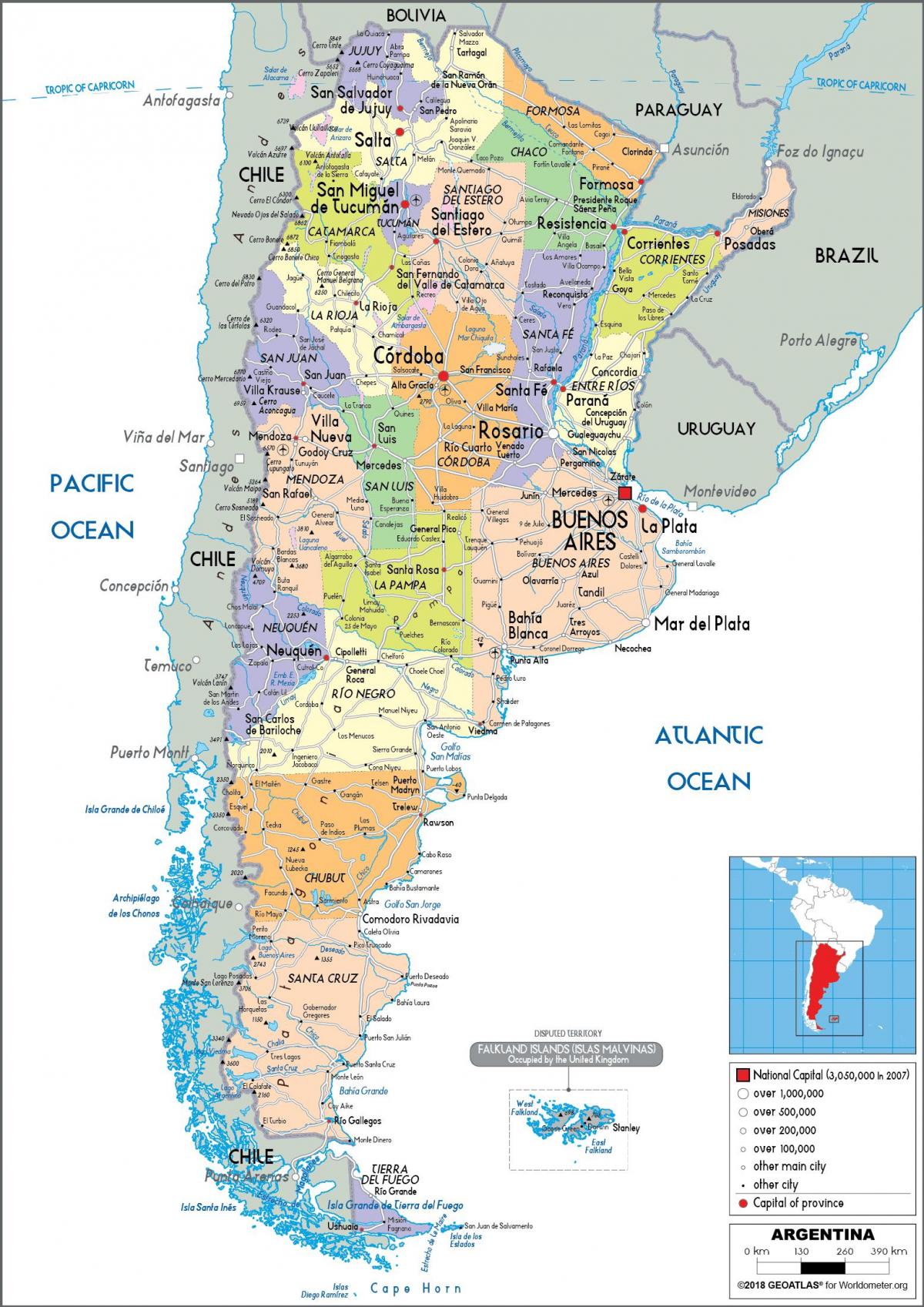 Mapa administrativo da Argentina